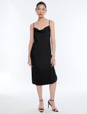 BCBGMAXAZRIA Aurelia Slip Midi Elbise Siyah | VCL36836