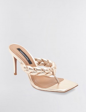 BCBGMAXAZRIA Bella Braided Sandal Topuklu Ayakkabılar Altın | MRU09525