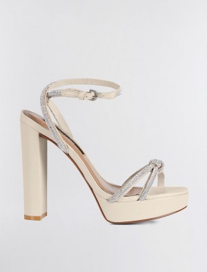 BCBGMAXAZRIA Cortni Platform Sandal Topuklu Ayakkabılar Bej Rengi | IXV41268