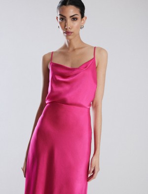 BCBGMAXAZRIA Cowl Neck Cami Üstler Pembe | HNE64592