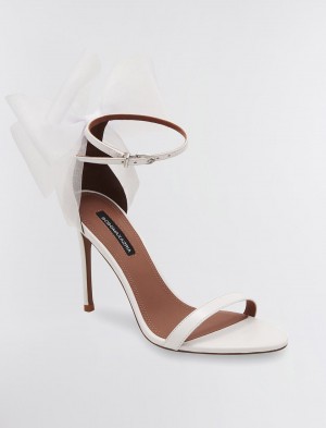 BCBGMAXAZRIA Dalla Bow Sandal Topuklu Ayakkabılar Beyaz | ZTU06060