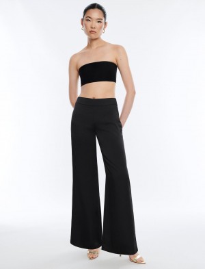 BCBGMAXAZRIA Satin Geniş-Leg Pantolon Siyah | MQN40847