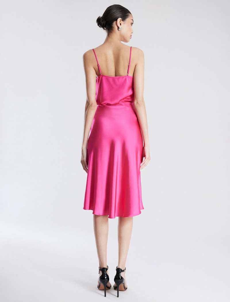 BCBGMAXAZRIA A-Line Satin Midi Etek Pembe | VNV46282