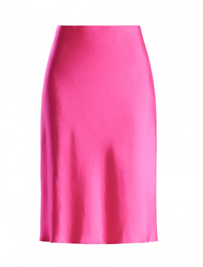 BCBGMAXAZRIA A-Line Satin Midi Etek Pembe | VNV46282