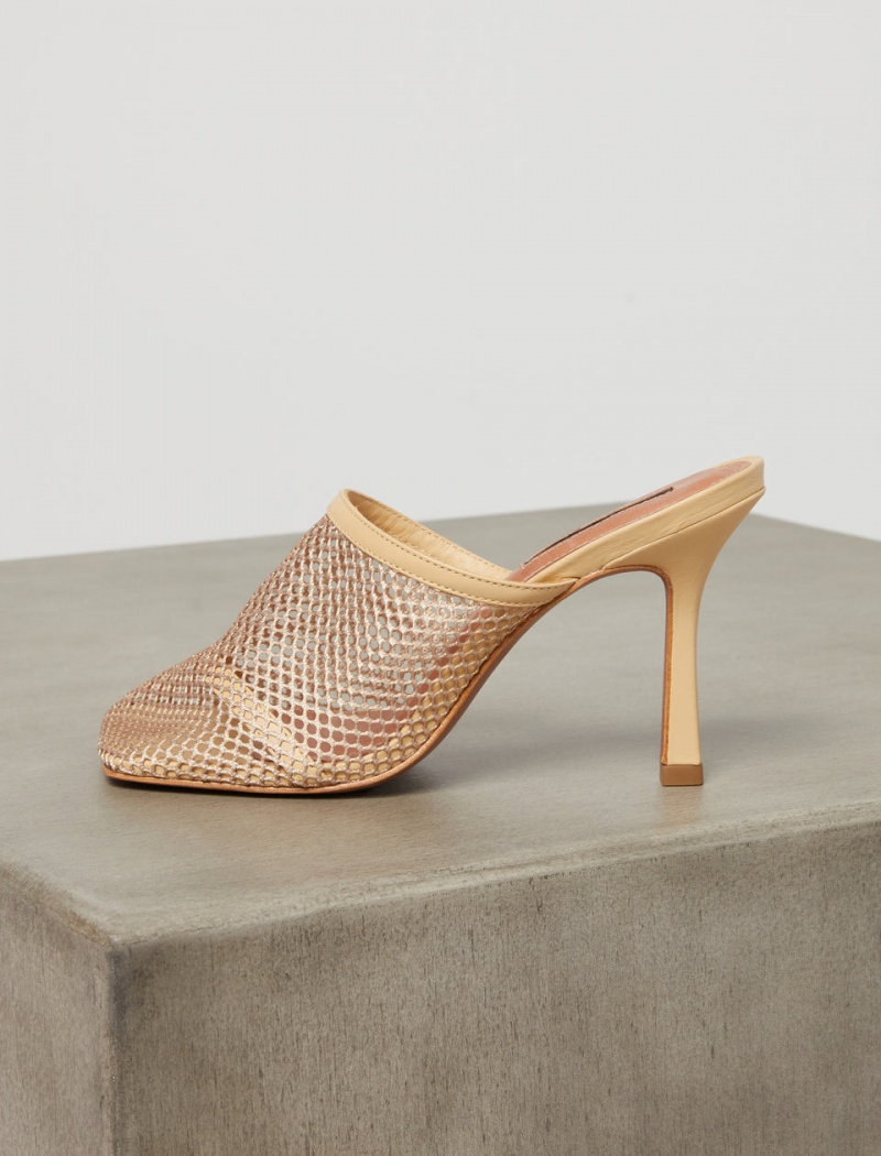 BCBGMAXAZRIA Anita Mesh Mule Sandalet Bej Rengi | JAH40368