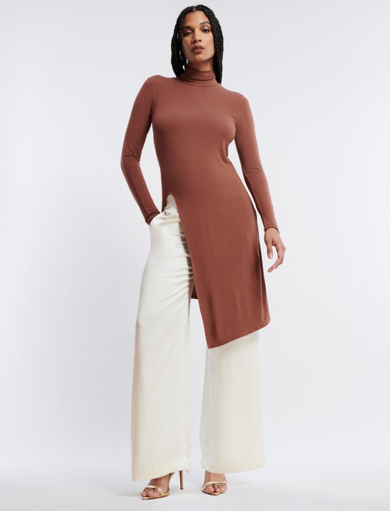 BCBGMAXAZRIA Asymmetrical Turtleneck Üstler Kahverengi | IXA41220