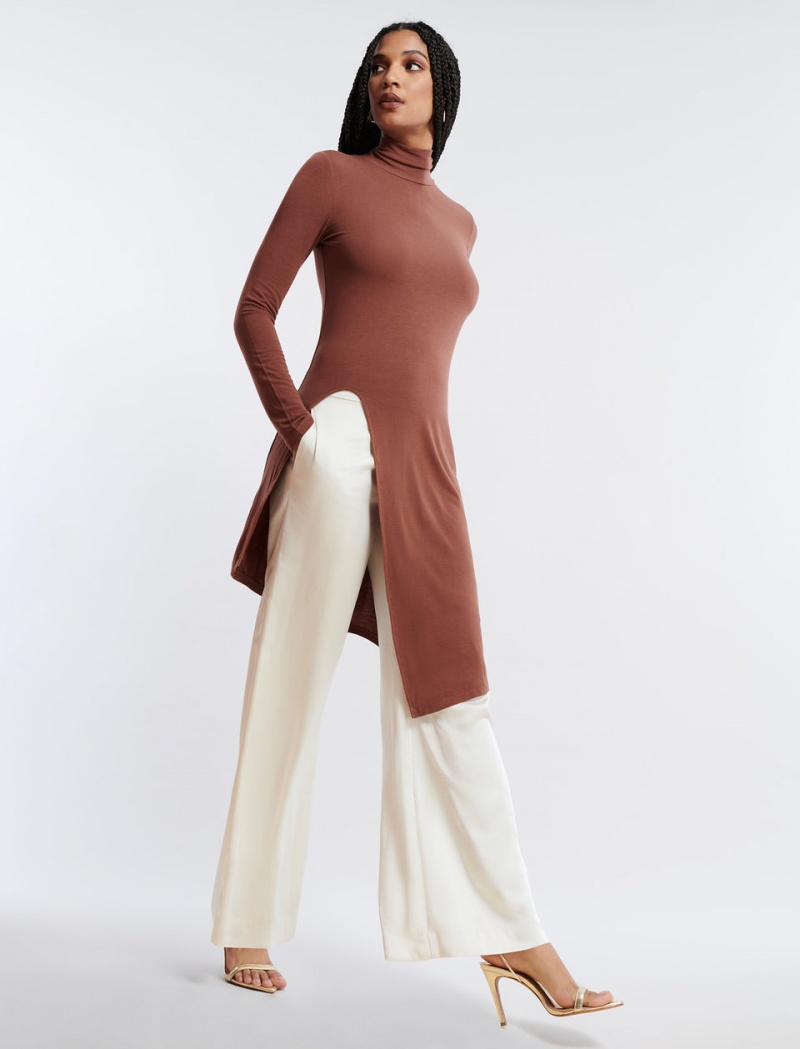 BCBGMAXAZRIA Asymmetrical Turtleneck Üstler Kahverengi | IXA41220