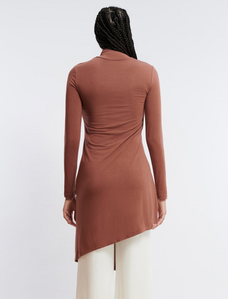 BCBGMAXAZRIA Asymmetrical Turtleneck Üstler Kahverengi | IXA41220