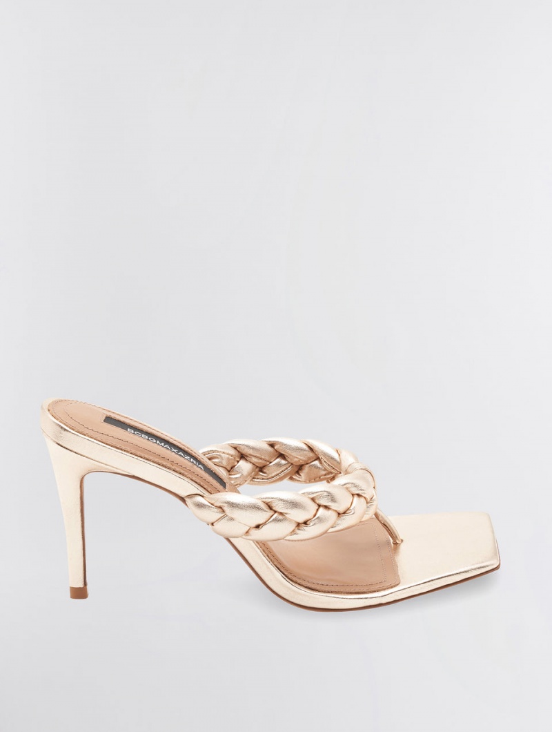 BCBGMAXAZRIA Bella Braided Sandal Topuklu Ayakkabılar Altın | MRU09525