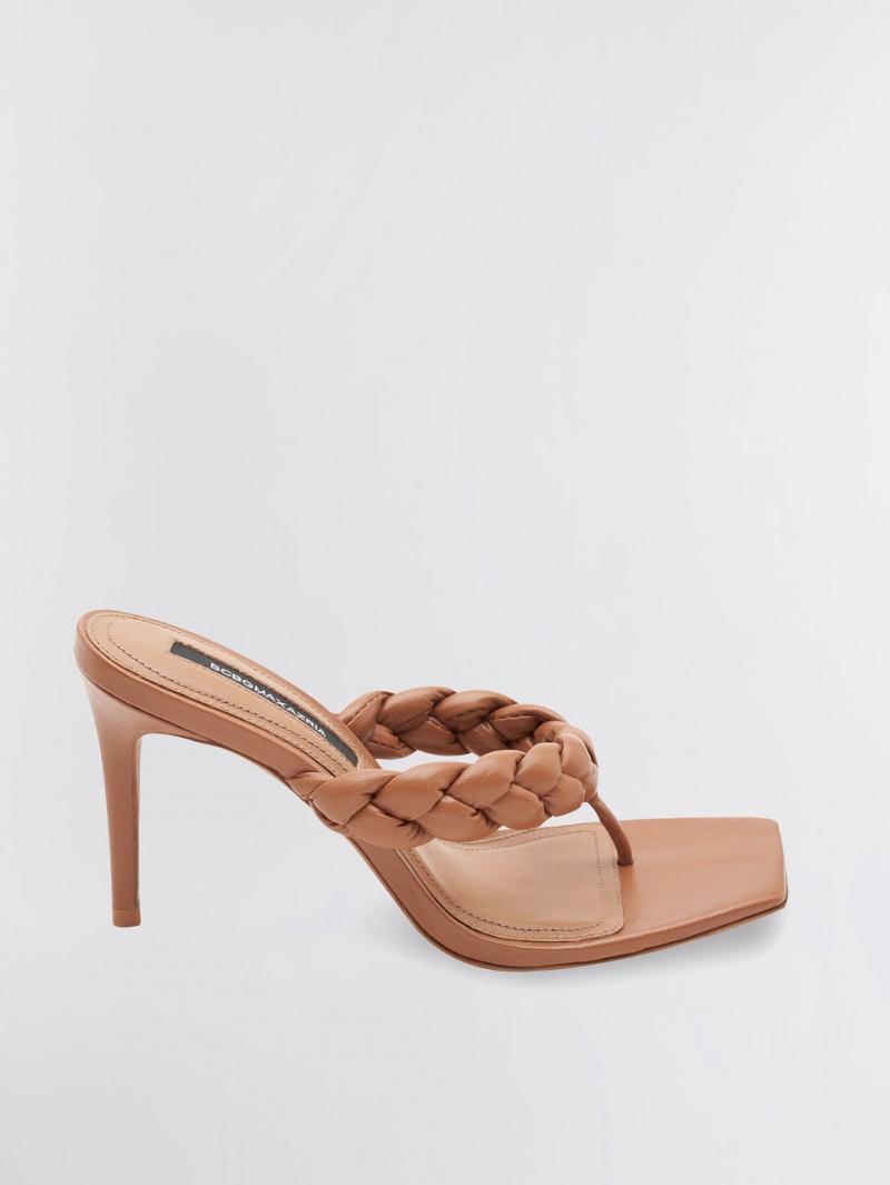 BCBGMAXAZRIA Bella Braided Sandal Topuklu Ayakkabılar Kahverengi | KIP73365