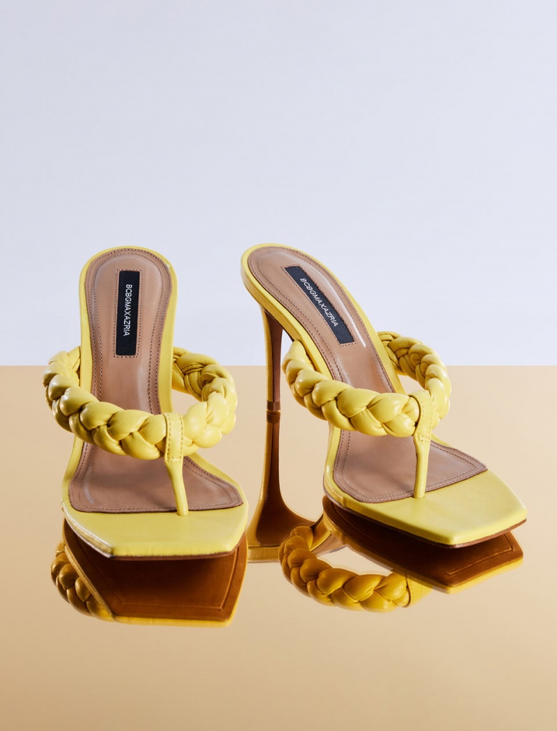 BCBGMAXAZRIA Bella Braided Sandal Topuklu Ayakkabılar Sarı | UBW71930