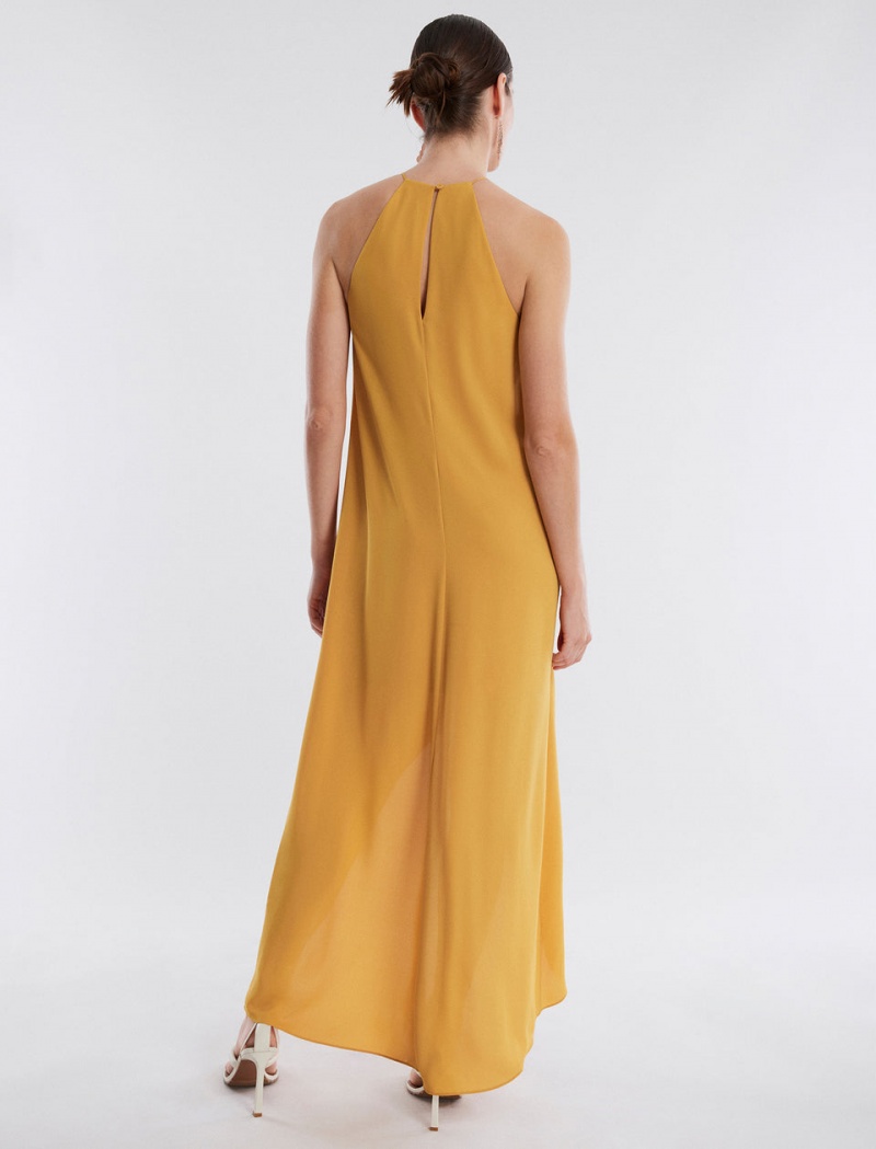 BCBGMAXAZRIA Bree Halter Gown Uzun Elbise Kahverengi | BLX96476