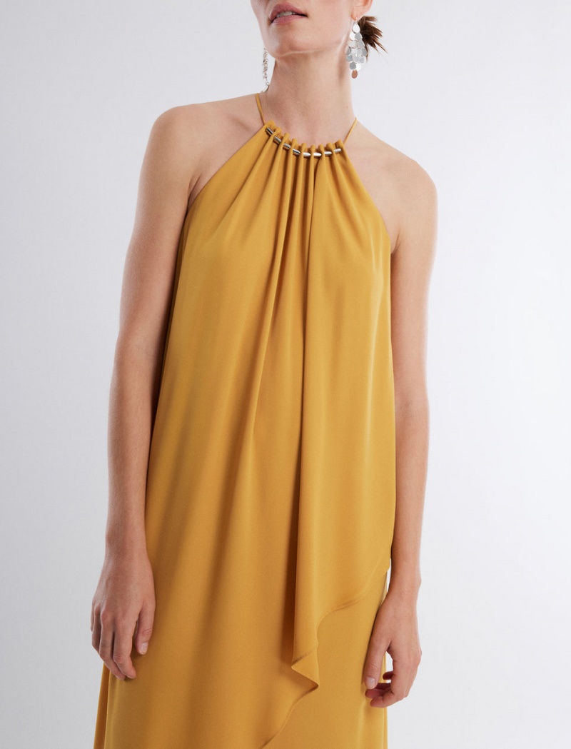 BCBGMAXAZRIA Bree Halter Gown Uzun Elbise Kahverengi | BLX96476