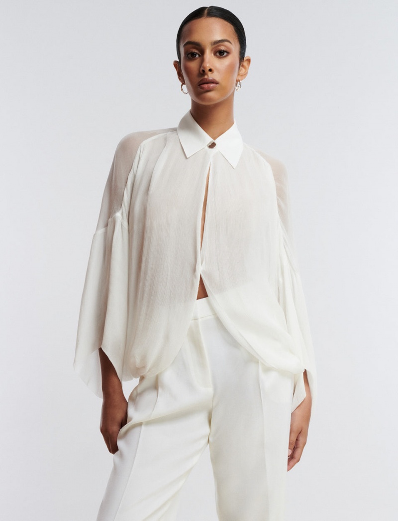 BCBGMAXAZRIA Button-Up Cape Üstler Beyaz | OVU60219