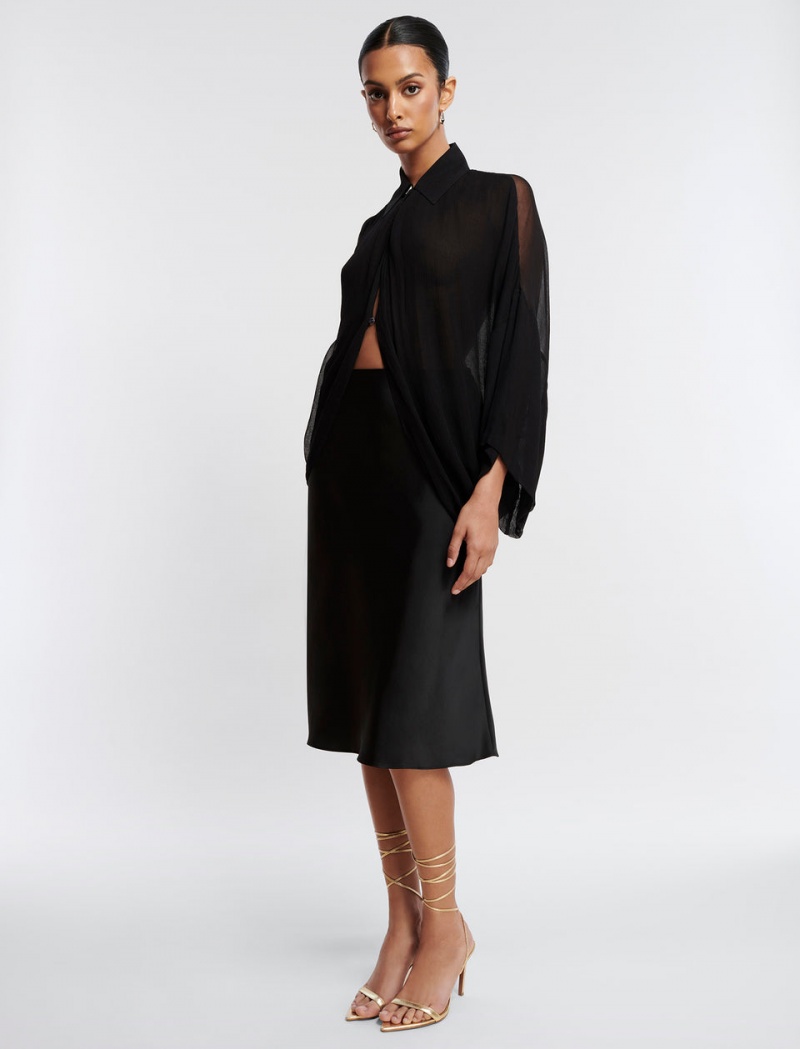 BCBGMAXAZRIA Button-Up Cape Üstler Siyah | INM83709