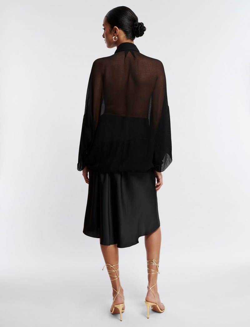 BCBGMAXAZRIA Button-Up Cape Üstler Siyah | INM83709