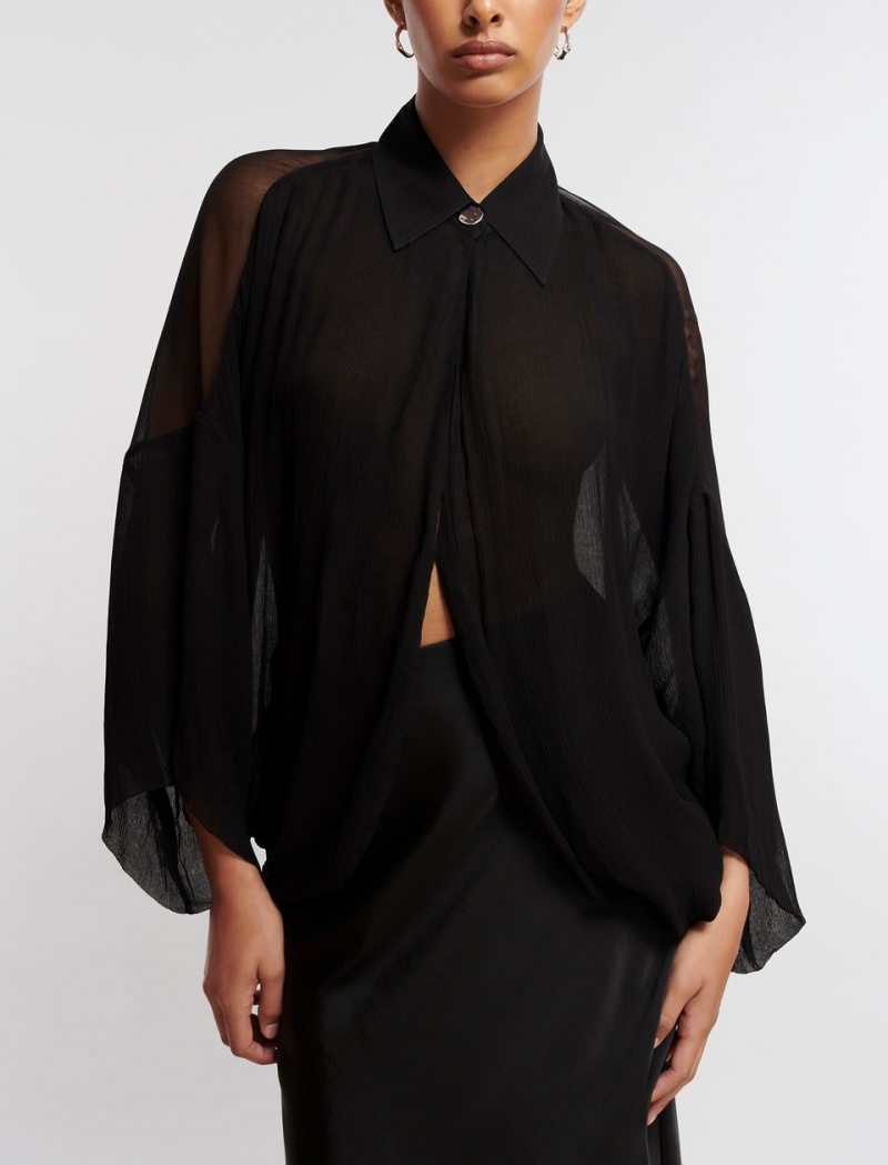 BCBGMAXAZRIA Button-Up Cape Üstler Siyah | INM83709