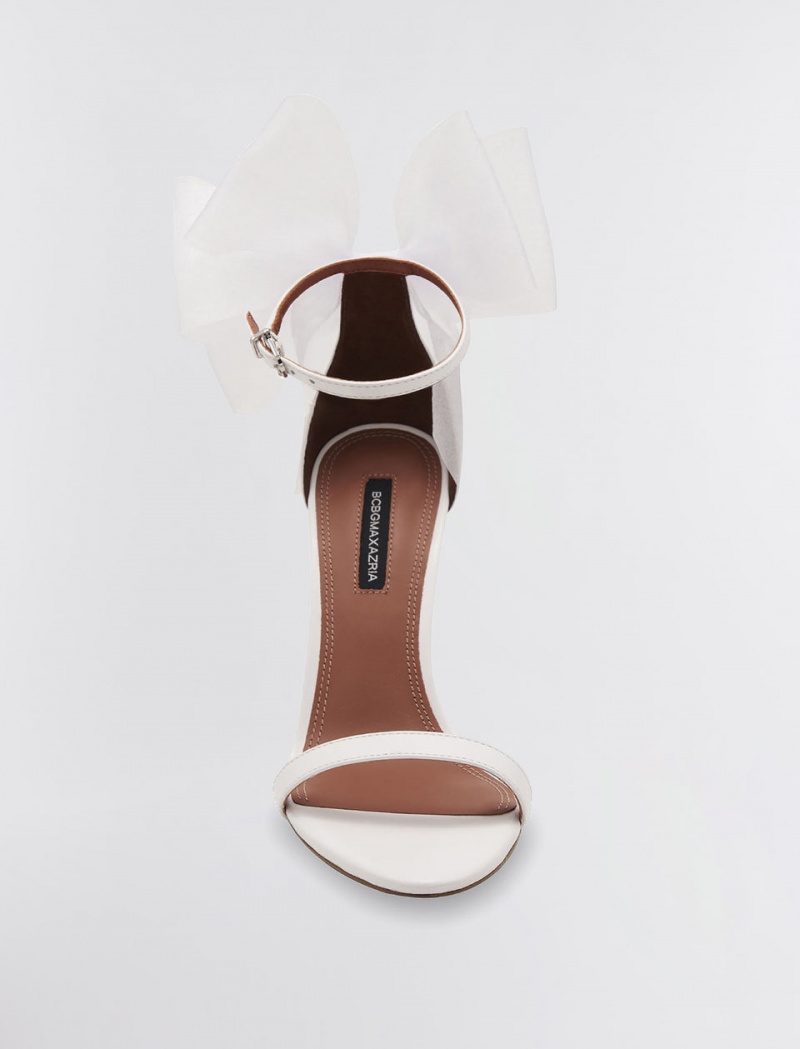 BCBGMAXAZRIA Dalla Bow Sandal Topuklu Ayakkabılar Beyaz | ZTU06060