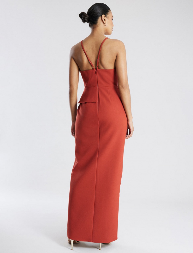 BCBGMAXAZRIA Daphne Peplum Gown Uzun Elbise Kırmızı | TRL41222