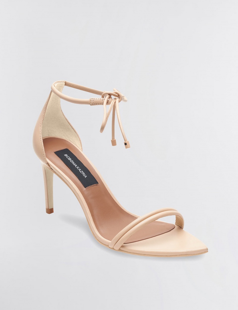 BCBGMAXAZRIA Dawn Bow Askılı Sandal Topuklu Ayakkabılar Bej Rengi | AAN38096