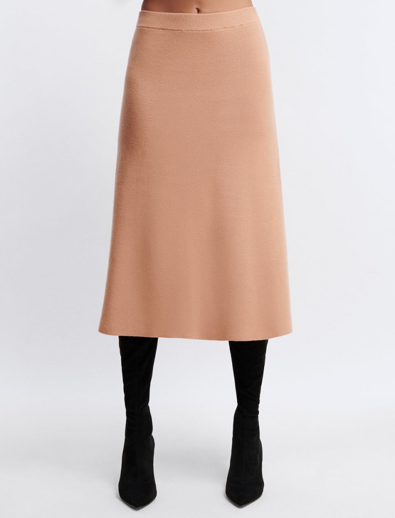 BCBGMAXAZRIA Electra Knit Midi Etek Kahverengi | YOL42791