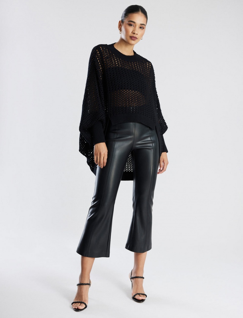 BCBGMAXAZRIA Faux Deri Crop Pantolon Siyah | CQG97222