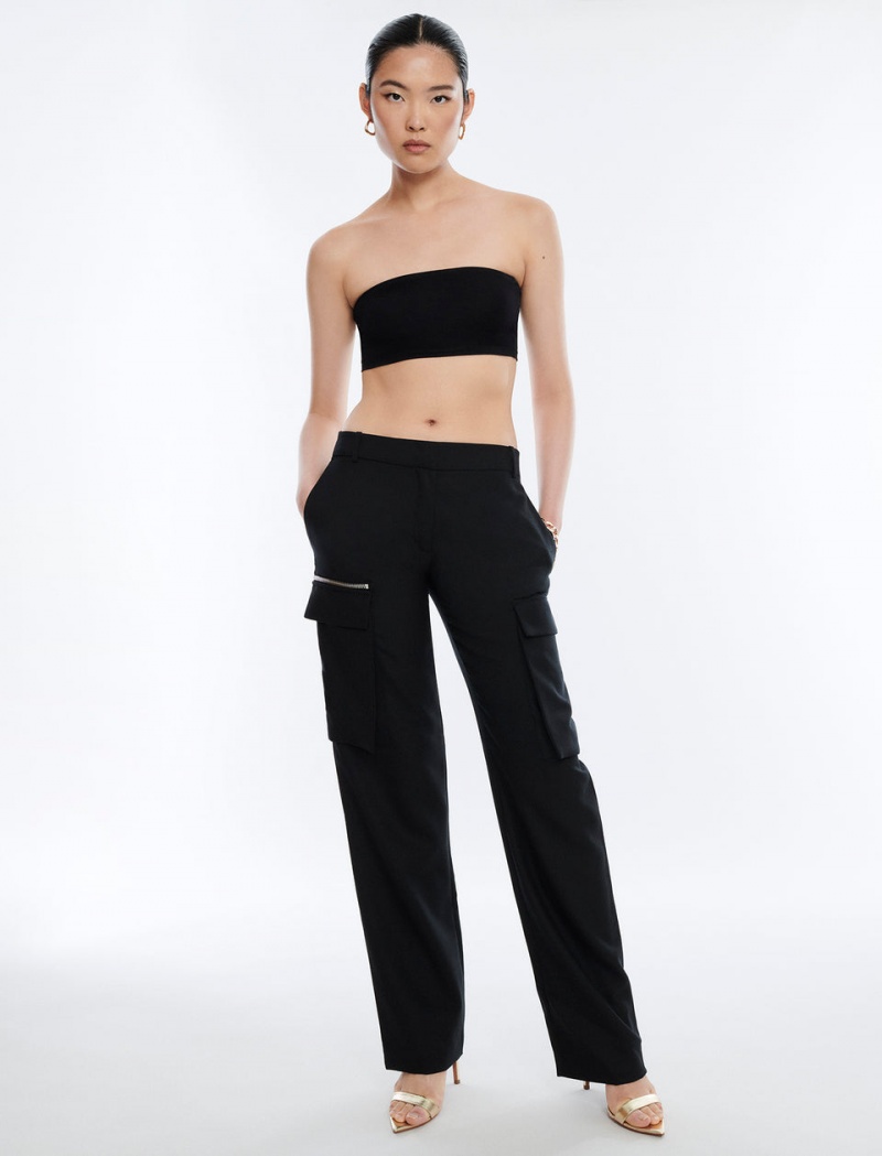 BCBGMAXAZRIA Geniş-Leg Cargo Pantolon Siyah | DVH39766