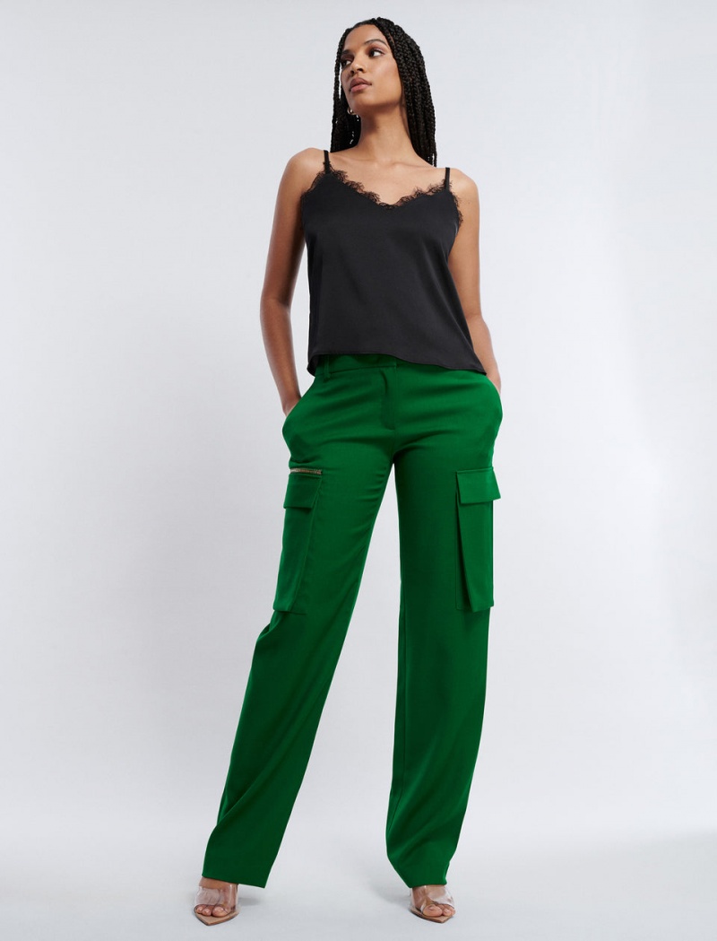 BCBGMAXAZRIA Geniş-Leg Cargo Pantolon Yeşil | SMN49937