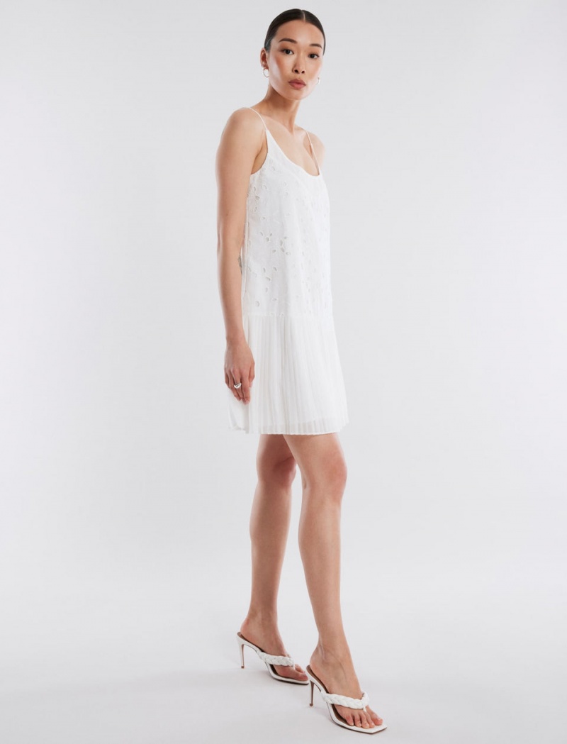 BCBGMAXAZRIA Guthrie Eyelet Kısa Elbise Beyaz | AQY24307