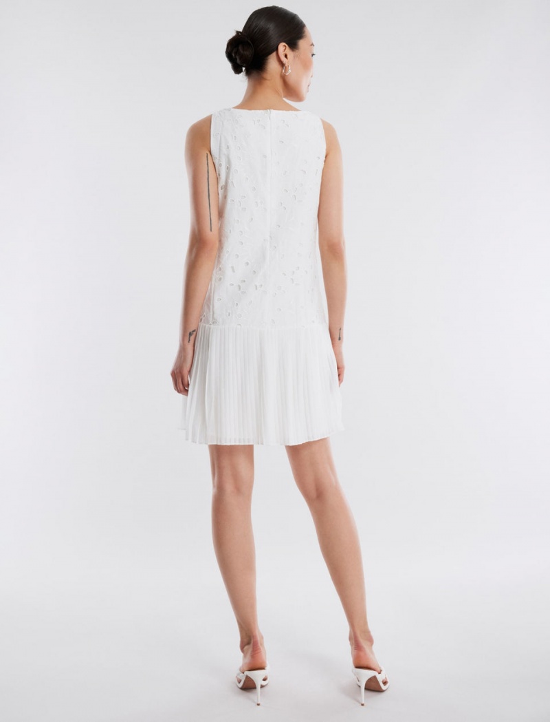 BCBGMAXAZRIA Guthrie Eyelet Kısa Elbise Beyaz | AQY24307