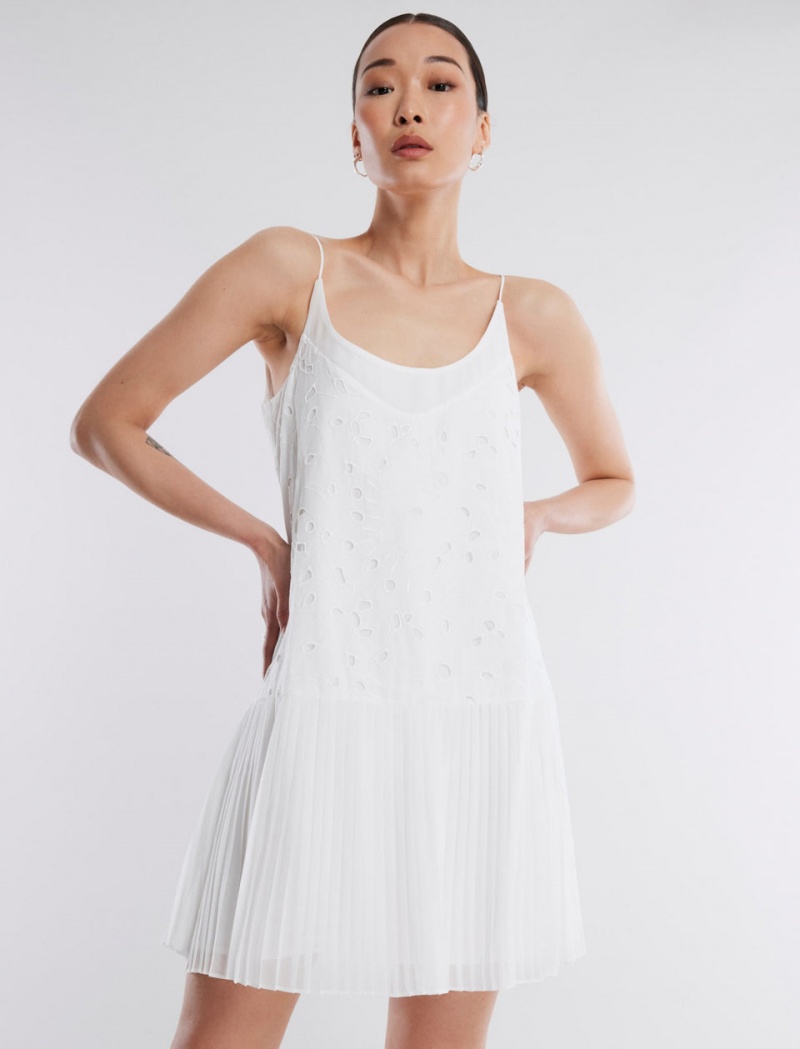 BCBGMAXAZRIA Guthrie Eyelet Kısa Elbise Beyaz | AQY24307