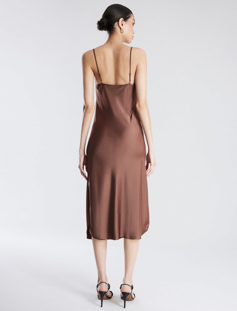 BCBGMAXAZRIA Jazlynn Midi Slip Midi Elbise Kahverengi | CRH92881