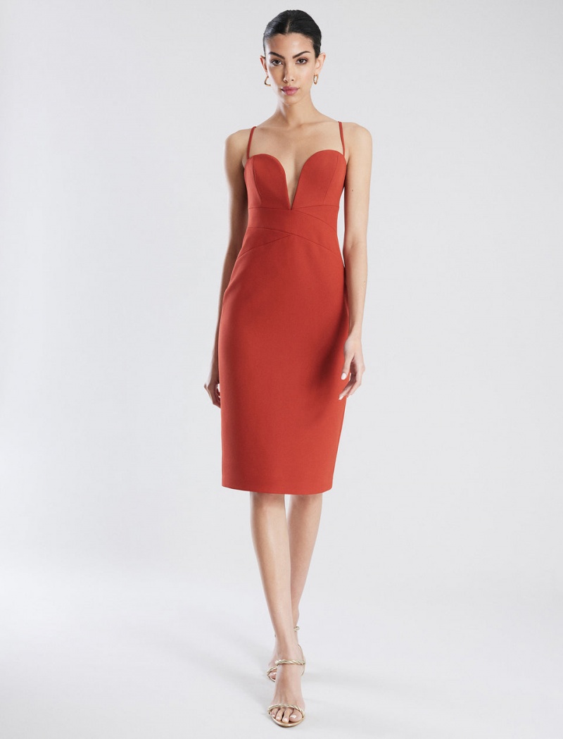 BCBGMAXAZRIA Kynlee Bodycon Midi Elbise Kırmızı | KGL38396