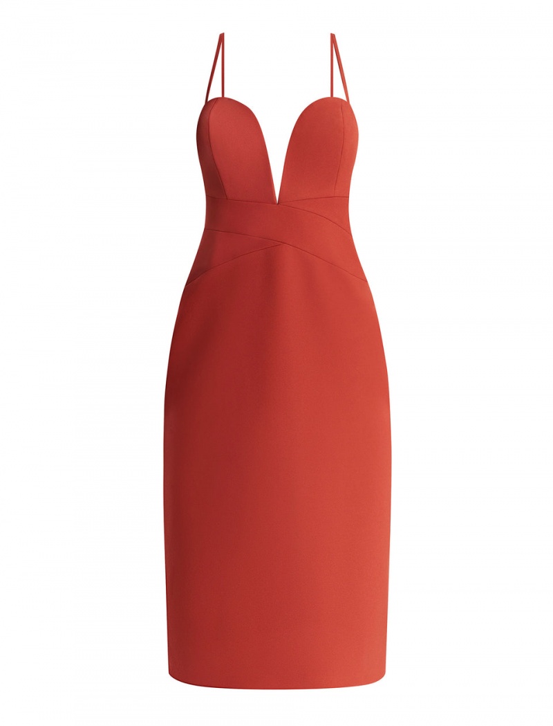 BCBGMAXAZRIA Kynlee Bodycon Midi Elbise Kırmızı | KGL38396