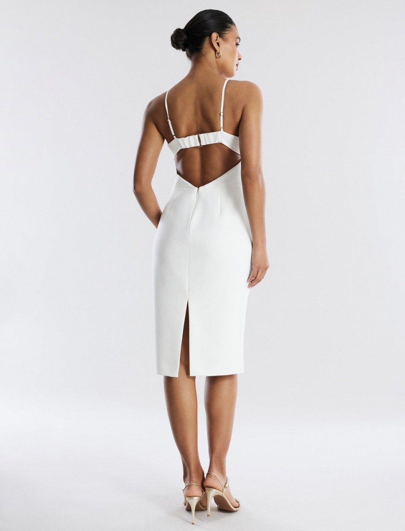 BCBGMAXAZRIA Kynlee Bodycon Midi Elbise Beyaz | FIX06420