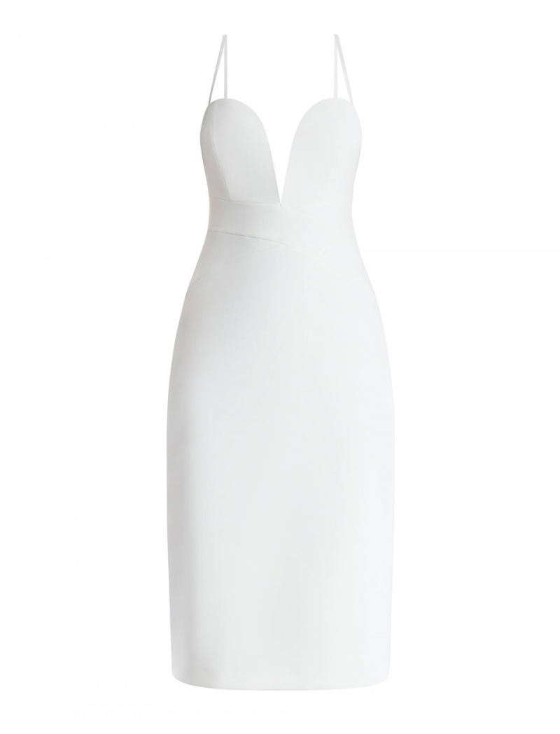 BCBGMAXAZRIA Kynlee Bodycon Midi Elbise Beyaz | FIX06420