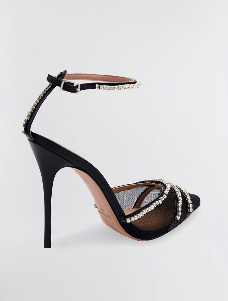 BCBGMAXAZRIA Navino Sparkle Mesh Heel Stiletto Siyah | EZK34999