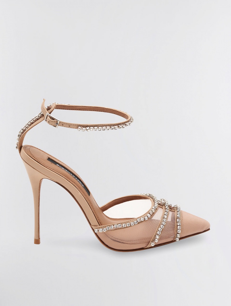 BCBGMAXAZRIA Navino Sparkle Mesh Heel Stiletto Bej Rengi | FBJ14893