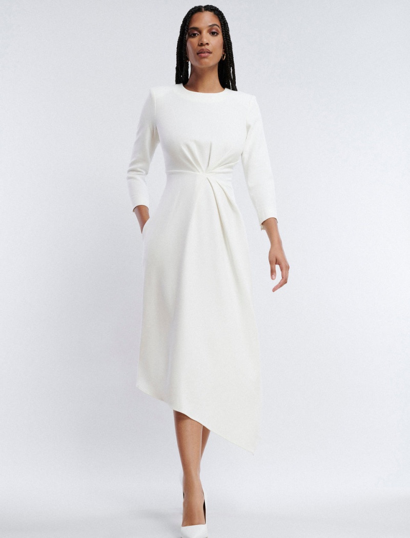 BCBGMAXAZRIA Pax Midi Elbise Beyaz | YQF59665