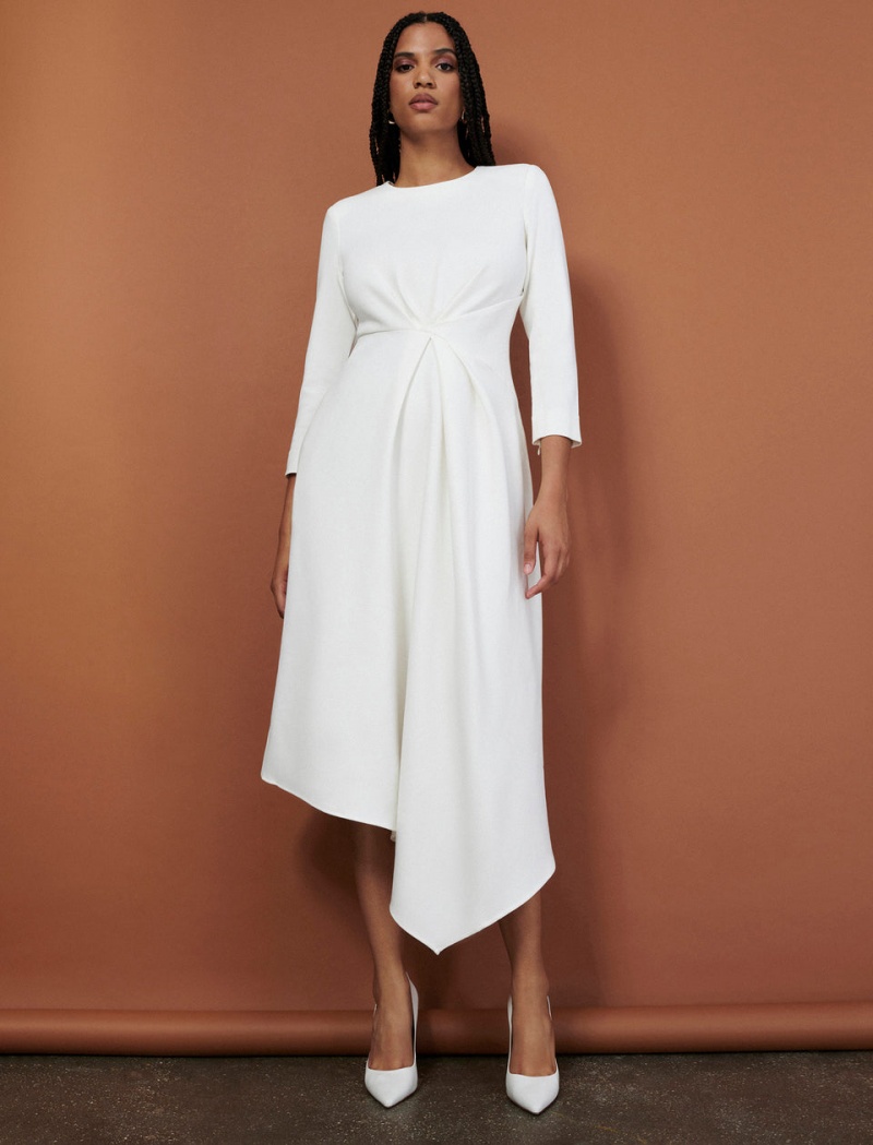 BCBGMAXAZRIA Pax Midi Elbise Beyaz | YQF59665