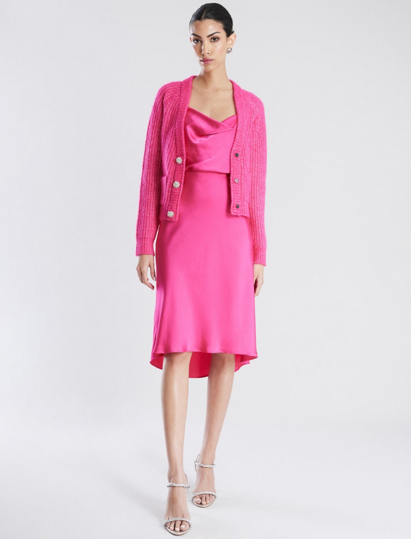 BCBGMAXAZRIA Raglan Sleeve Cardigan Kazak Pembe | ZUV70463