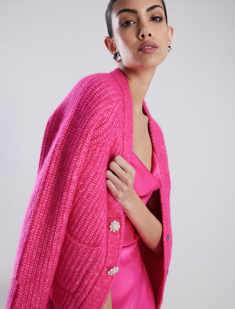 BCBGMAXAZRIA Raglan Sleeve Cardigan Kazak Pembe | ZUV70463