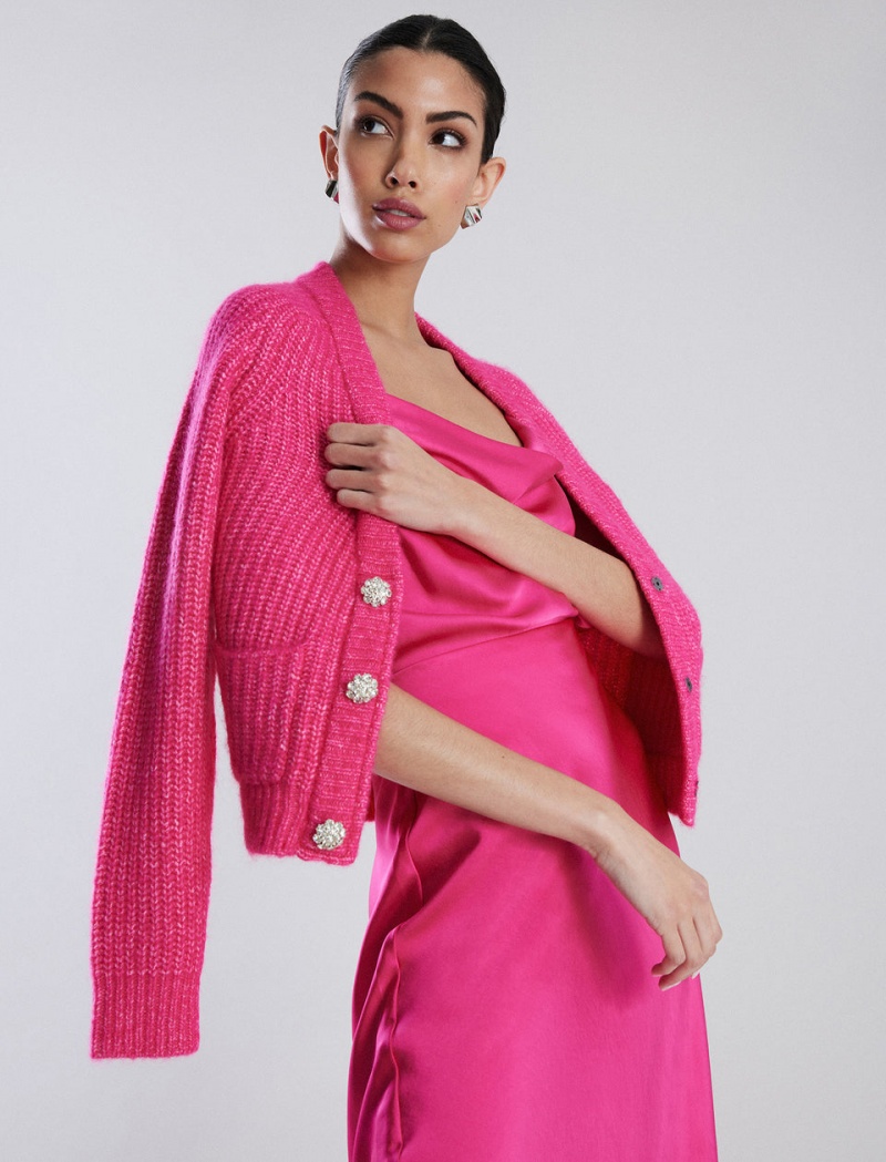 BCBGMAXAZRIA Raglan Sleeve Cardigan Kazak Pembe | ZUV70463