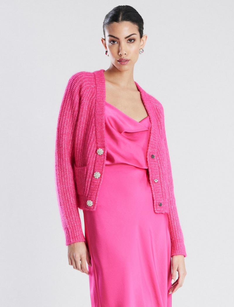 BCBGMAXAZRIA Raglan Sleeve Cardigan Kazak Pembe | ZUV70463