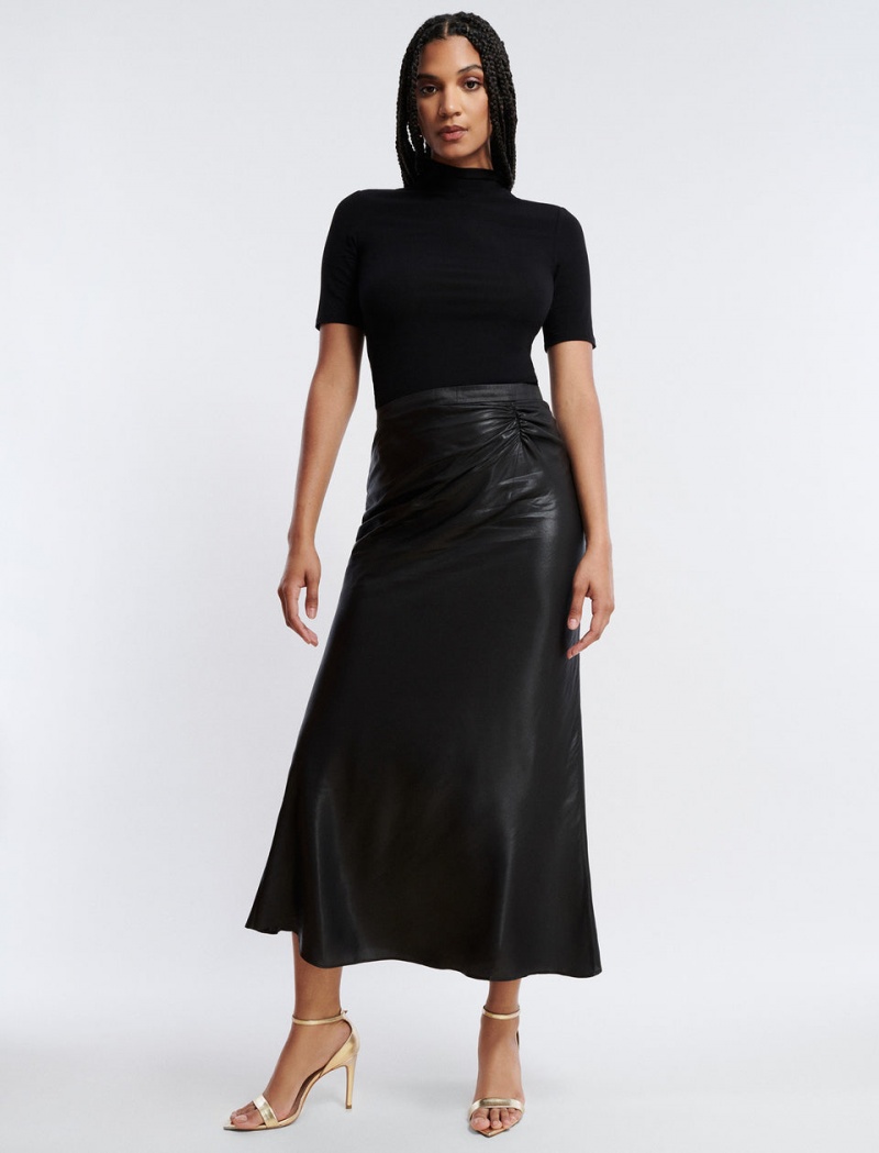 BCBGMAXAZRIA Ruched Midi Etek Siyah | MFE49904