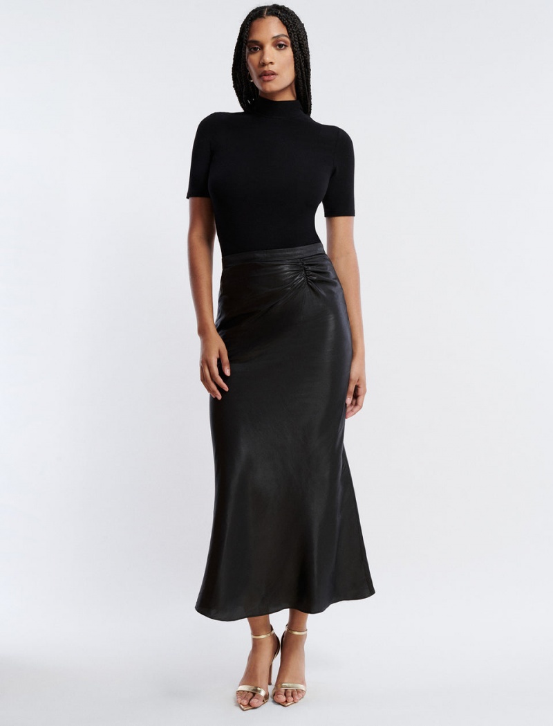 BCBGMAXAZRIA Ruched Midi Etek Siyah | MFE49904