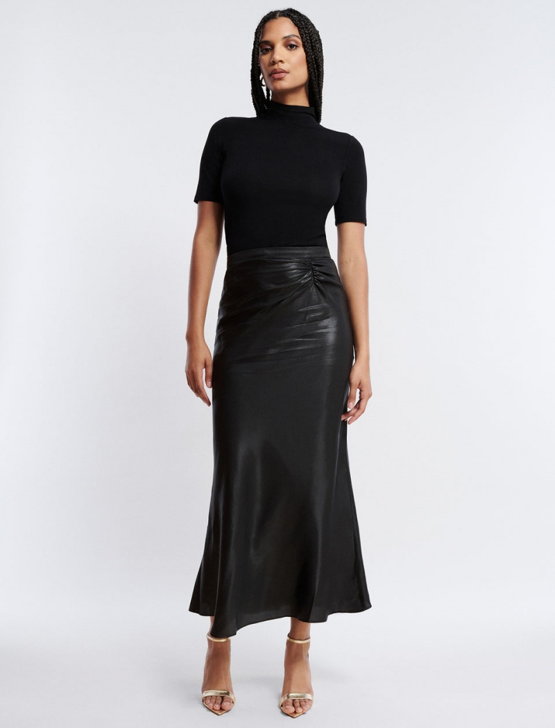 BCBGMAXAZRIA Ruched Midi Etek Siyah | MFE49904