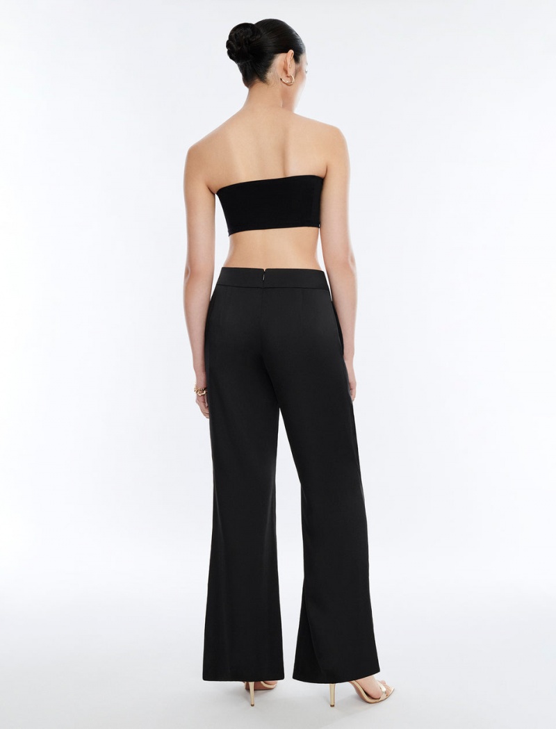 BCBGMAXAZRIA Satin Geniş-Leg Pantolon Siyah | MQN40847