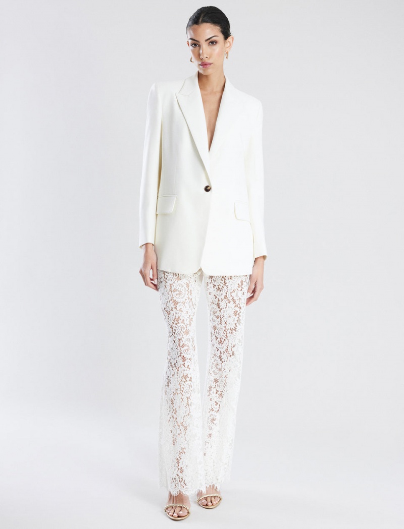 BCBGMAXAZRIA Single Button Yün Blazer Beyaz | UUM10642