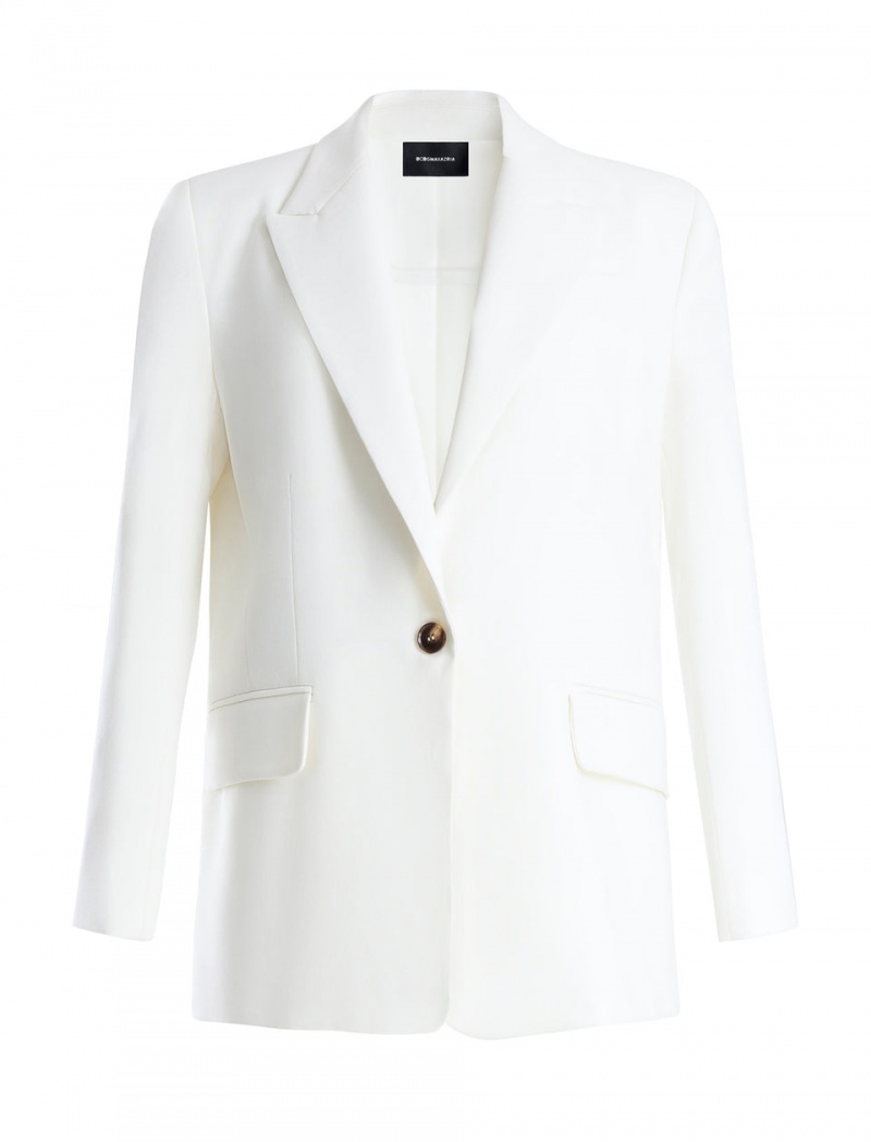 BCBGMAXAZRIA Single Button Yün Blazer Beyaz | UUM10642